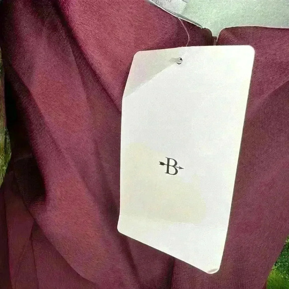 BHLDN DARK BERRY Women's Jennings Ruched Side-Slit Satin Gown - Picture 7 of 12